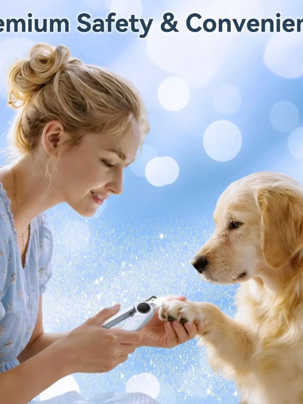 2-in-1 Quiet Electric Pet Nail Clipper Grinder with Light for Dogs Cats - Blue